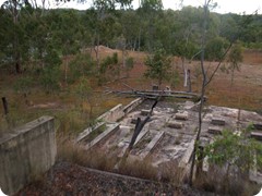 Huge foundations for sluice operations near dam
